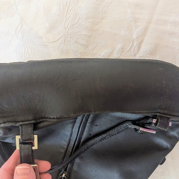 VTG Wilsons Leather Pelle Studio Black Convertible Sling Backpack Soft Leather - Picture 8 of 8